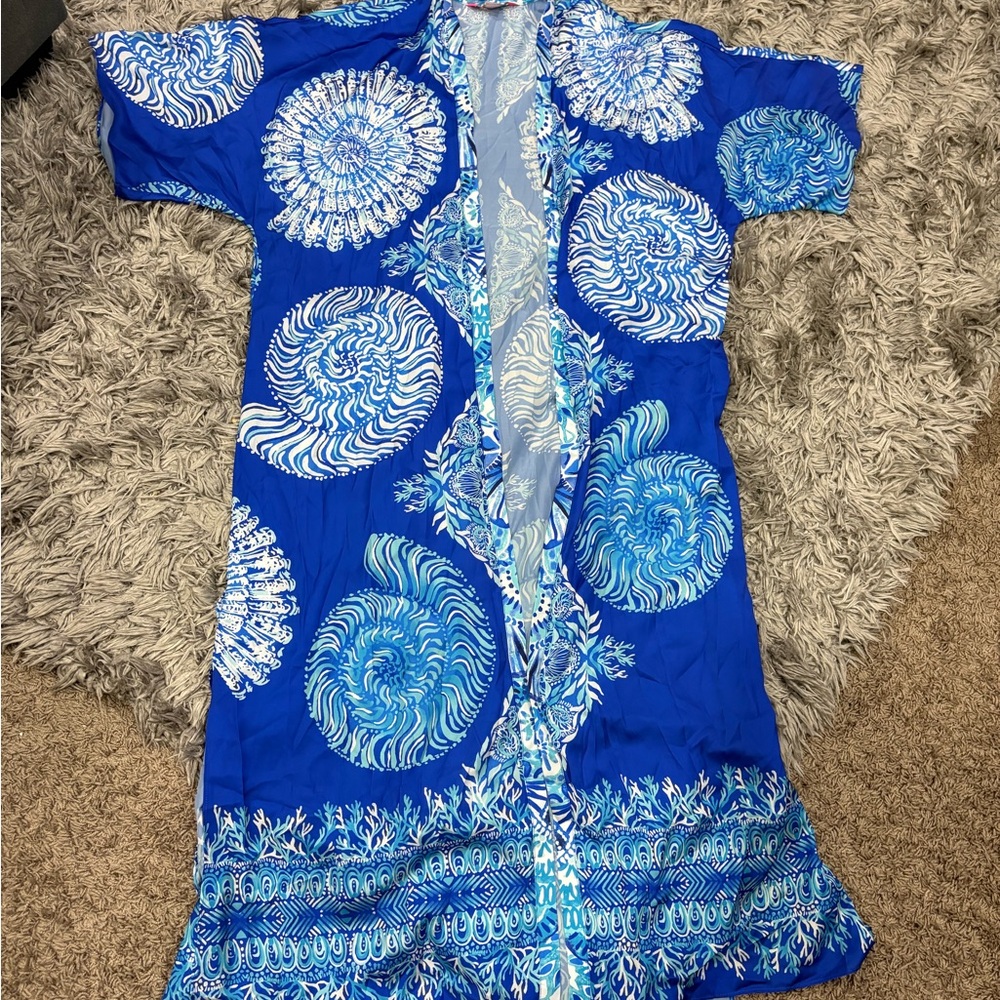 Lilly Pulitzer Blue Casual Short Sleeve Swim Coverup